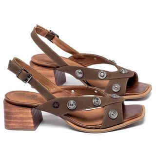 Sandália   Laranja Lima Shoes Classic Salto de 4 cm em Couro Café - Codigo - 9681