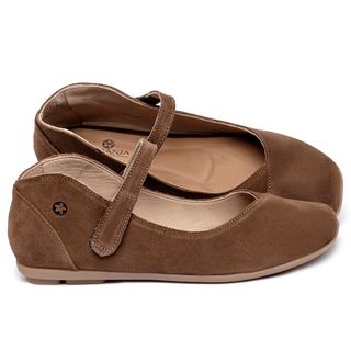 Sapatilha   Bico Quadrado em Couro Caramelo - Codigo - 9495