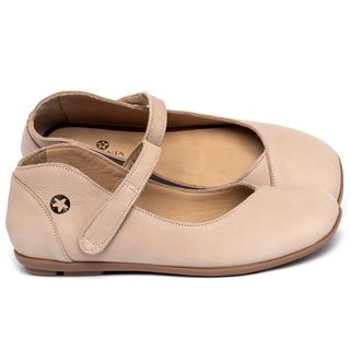 Sapatilha   Bico Quadrado em Couro Nude - Codigo - 9495