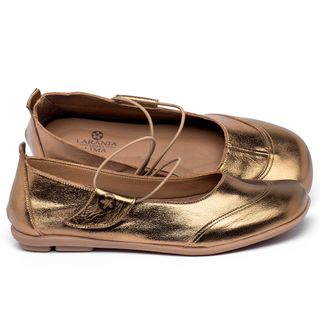 Sapatilha   Bico Quadrado em Couro Metalizado - Codigo - 9617