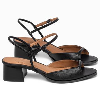 Sandália   Laranja Lima Shoes Classic Salto de 4 cm em Couro Preto - Codigo - 157063