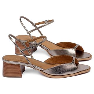 Sandália   Laranja Lima Shoes Classic Salto de 4 cm em Couro Metalizado - Codigo - 157063