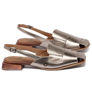 Scarpin   Bico Quadrado Salto de 2 cm em Couro Metalizado - Codigo - 9657