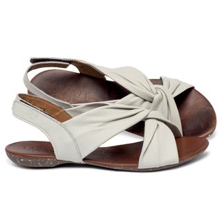 Sandália Rasteira   Flat em Couro Off-White - Codigo - 148103