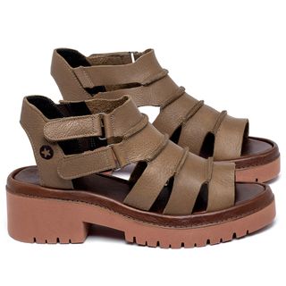 Sandália   Boho Salto de 5 cm em Couro Caramelo - Codigo - 153013