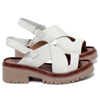 Sandália   Boho Salto de 5 cm em Couro Off-White - Codigo - 153047