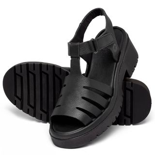 Sandália   Boho Salto de 5 cm em Couro Preto - Codigo - 153064