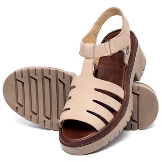 Sandália   Boho Salto de 5 cm em Couro Nude - Codigo - 153064