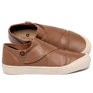 Tênis   Cano Baixo em Couro Laranja - Codigo - 153066