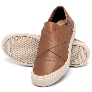 Tênis   Cano Baixo em Couro Laranja - Codigo - 153066