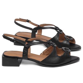 Sandália   Laranja Lima Shoes Classic Salto de 3 cm em Couro Preto - Codigo - 157086