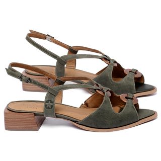 Sandália   Laranja Lima Shoes Classic Salto de 3 cm em Couro Musgo - Codigo - 157086