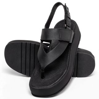 Sandália   Boho Salto de 4 cm em Couro Preto - Codigo - 153076