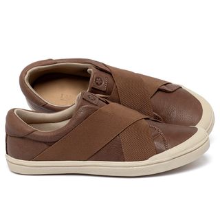 Tênis   Cano Baixo em Couro Caramelo - Codigo - 158026