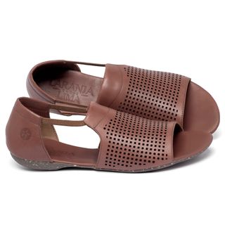 Sandália Rasteira   Flat em Couro Terracota - Codigo - 148101