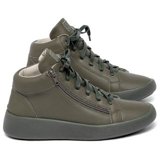 Tênis   Cano Alto em Couro Musgo - Codigo - 158021