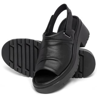 Sandália   Boho Salto de 5 cm em Couro Preto - Codigo - 153035