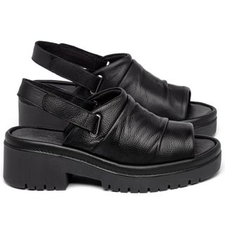 Sandália   Boho Salto de 5 cm em Couro Preto - Codigo - 153035