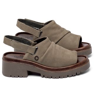 Sandália   Boho Salto de 5 cm em Couro Cinza - Codigo - 153035