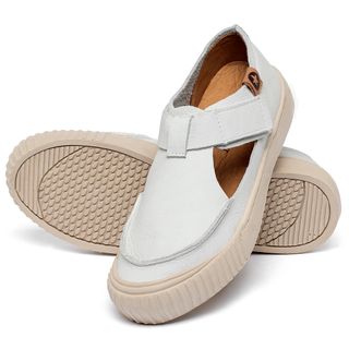 Tênis   Cano Baixo em Couro Off-White - Codigo - 153044