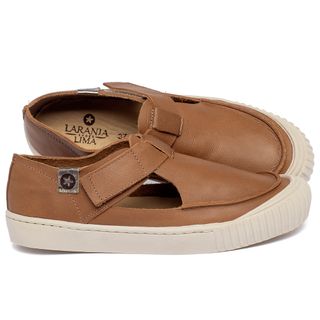 Tênis   Cano Baixo em Couro Laranja - Codigo - 153044