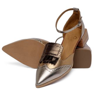 Scarpin   Bico Fino Salto de 3 cm em Couro Metalizado - Codigo - 157087