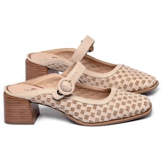 Scarpin   Bico Quadrado Salto de 5 cm em Couro Nude - Codigo - 9660