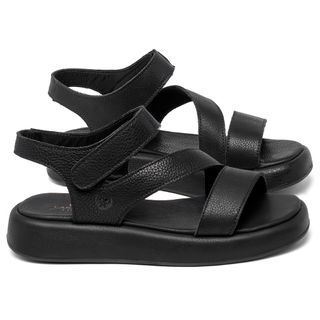 Sandália   Boho Salto de 3 cm em Couro Preto - Codigo - 9687