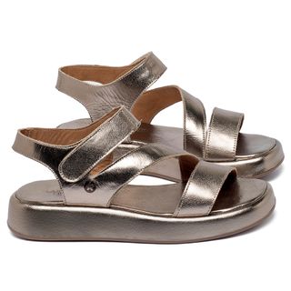 Sandália   Boho Salto de 3 cm em Couro Metalizado - Codigo - 9687