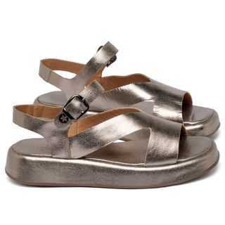 Sandália   Boho Salto de 3 cm em Couro Metalizado - Codigo - 9688