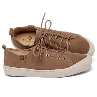 Tênis   Cano Baixo em Couro Caramelo - Codigo - 153021