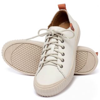 Tênis   Cano Baixo em Couro Off-White - Codigo - 153021