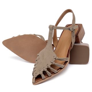 Scarpin   Bico Fino Salto de 3 cm em Couro Cinza - Codigo - 157043