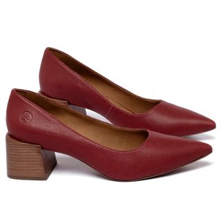 Scarpin   Bico Fino Salto de 5 cm em Couro Vermelho - Codigo - 157061
