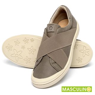 Tênis Masculino   Cano Baixo em Couro Cinza - Codigo - 158014