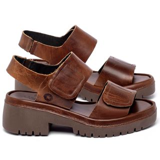 Sandália   Boho Salto de 5 cm em Couro Marrom - Codigo - 153015