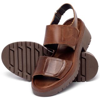 Sandália   Boho Salto de 5 cm em Couro Marrom - Codigo - 153015