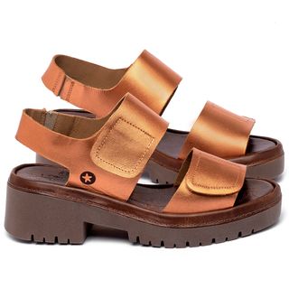 Sandália   Boho Salto de 5 cm em Couro Metalizado - Codigo - 153015