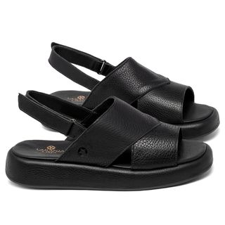 Sandália   Boho Salto de 3 cm em Couro Preto - Codigo - 9686