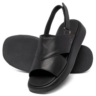Sandália   Boho Salto de 3 cm em Couro Preto - Codigo - 9686