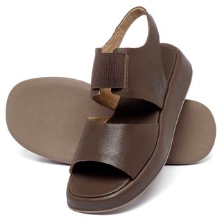 Sandália   Boho Salto de 3 cm em Couro Café - Codigo - 9689