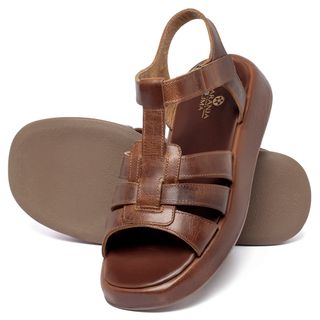 Sandália   Boho Salto de 4 cm em Couro Marrom - Codigo - 9673