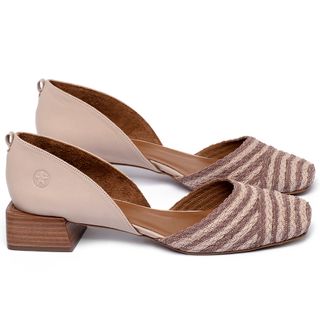 Scarpin   Bico Quadrado Salto de 3 cm em Couro Nude - Codigo - 3868