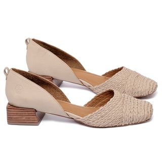 Scarpin   Bico Quadrado Salto de 3 cm em Couro Nude - Codigo - 3868