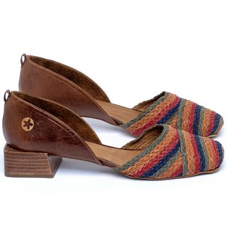 Scarpin   Bico Quadrado Salto de 3 cm em Couro Colorido - Codigo - 3868