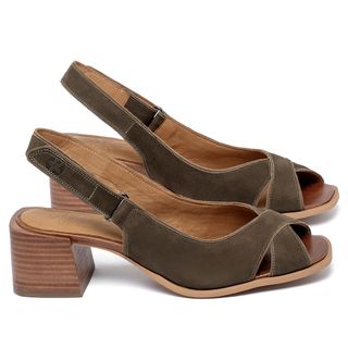 Sandália   Laranja Lima Shoes Classic Salto de 5 cm em Couro Musgo - Codigo - 3872