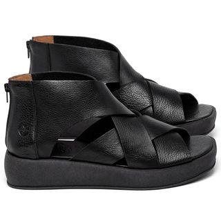 Sandália   Boho Salto de 4 cm em Couro Preto - Codigo - 3912