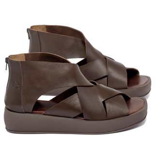 Sandália   Boho Salto de 4 cm em Couro Café - Codigo - 3912