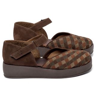 Sandália   Boho Salto de 4 cm em Couro Marrom - Codigo - 3985