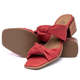 Sandália   Laranja Lima Shoes Classic Salto de 4 cm em Couro Vermelho - Codigo - 9639